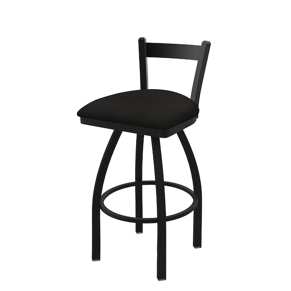 25" Low Back Swivel Counter Stool, Black Wrinkle, Canter Espresso Seat